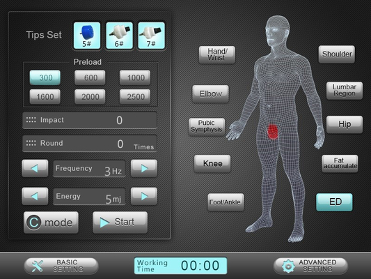 Ankle Sprain Non Invasive ESWT Therapy Machine With 8 Inch Touch Screen Easy Operation