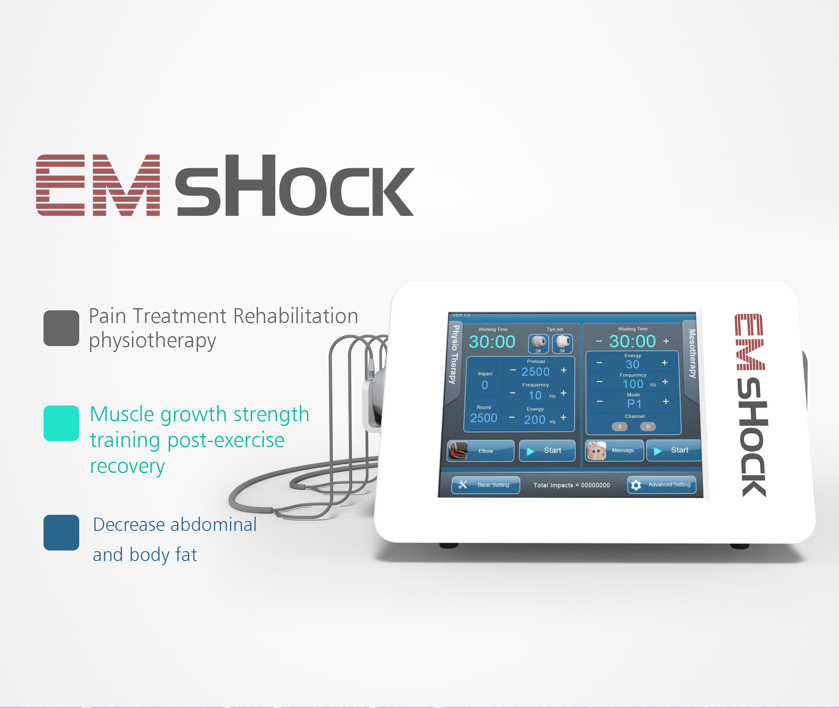 Lithotripsy Shockwave EMS Therapy Machine Muscle Pain Relief For All Body Parts
