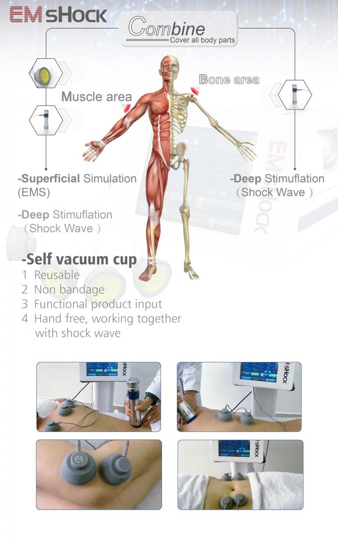 White Electrical Muscle Stimulation Machine Low Intensity Extracorporeal Shockwave Therapy Type 4
